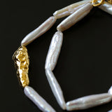 Golden Long Bar Baroque Pearl Necklace gembea jewelry