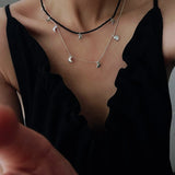 Golden Moon Pendant Black Agate Beaded Necklace gembea jewelry