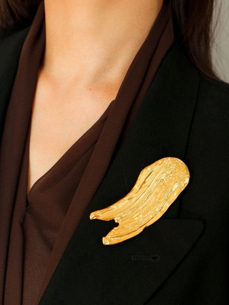 Golden Silver Oil Painting Artistic Brooch gembea jewelry