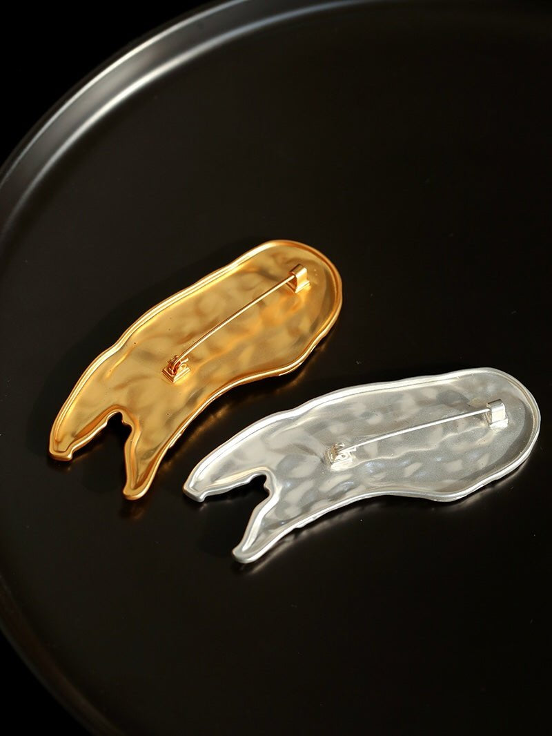 Golden Silver Oil Painting Artistic Brooch gembea jewelry