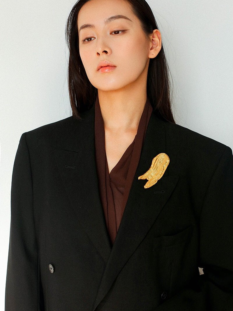 Golden Silver Oil Painting Artistic Brooch gembea jewelry