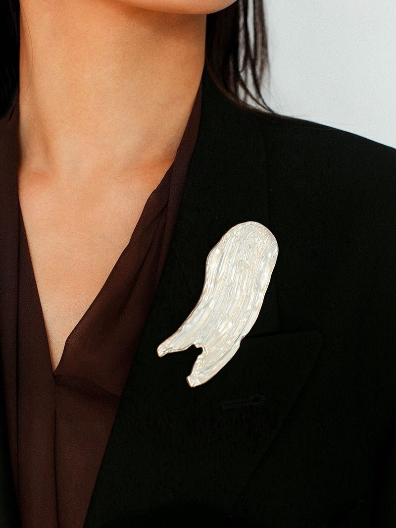 Golden Silver Oil Painting Artistic Brooch gembea jewelry