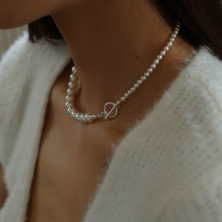 Gradient Artificial Pearl Collarbone Necklace-Gembea Jewelry