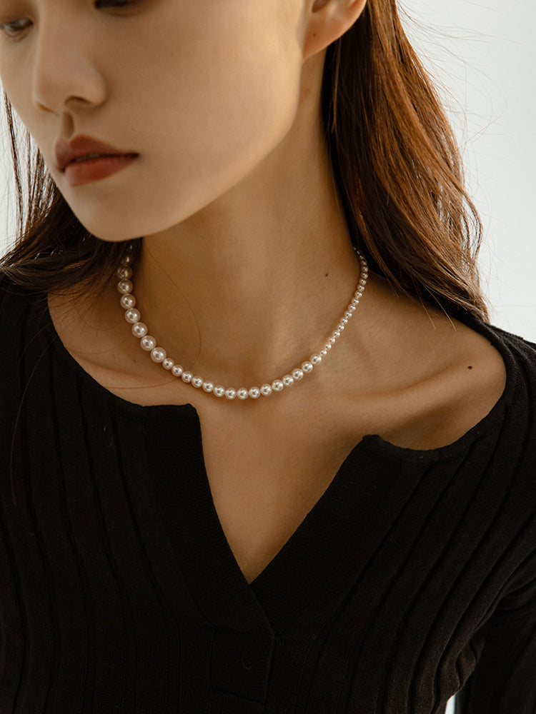 Gradient Artificial Pearl Collarbone Necklace-Gembea Jewelry