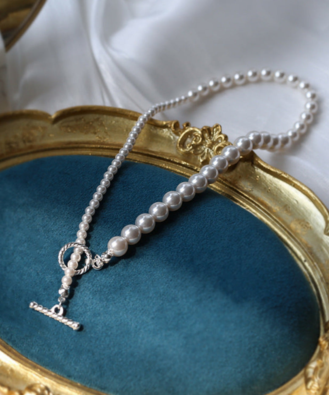 Gradient Artificial Pearl Collarbone Necklace-Gembea Jewelry