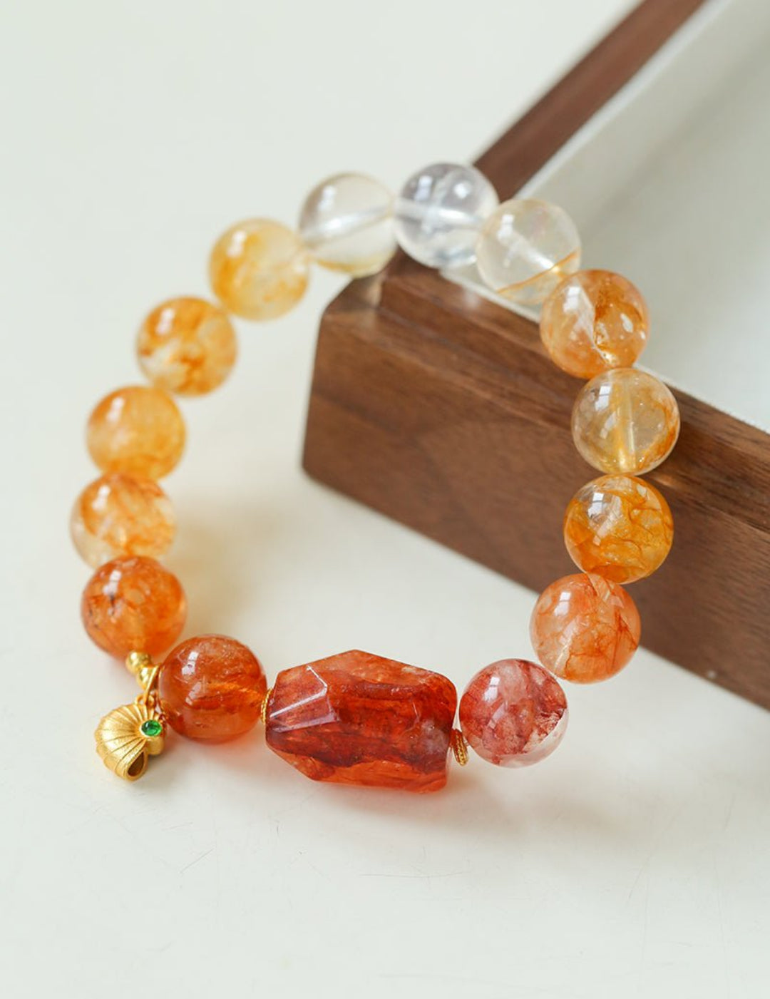 Gradient Red Yellow Resin Flower Beaded Bracelet gembea jewelry