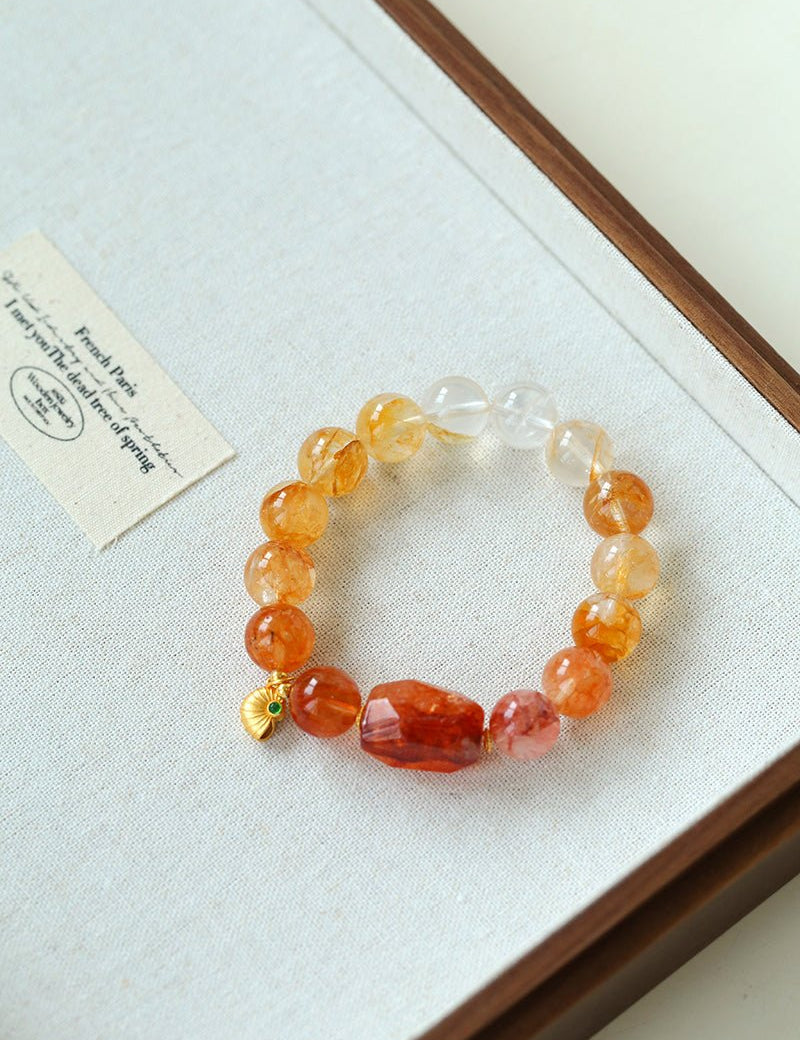 Gradient Red Yellow Resin Flower Beaded Bracelet gembea jewelry
