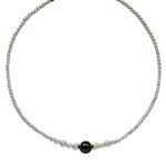Graduated Silver Bean Red Black Agate Necklace gembea jewelry