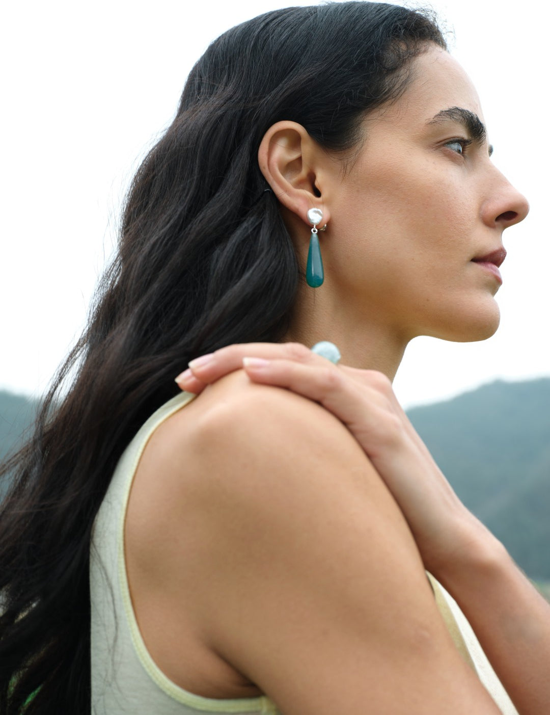 Green Aventurine Quartz Baroque Pearl Earrings GEMBEA JEWELRY