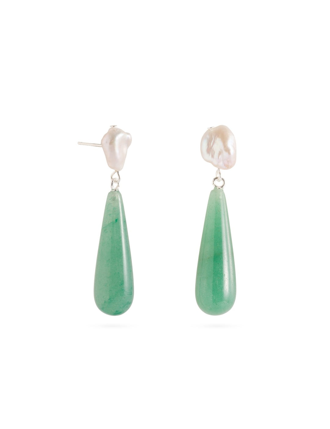 Green Aventurine Quartz Baroque Pearl Earrings GEMBEA JEWELRY