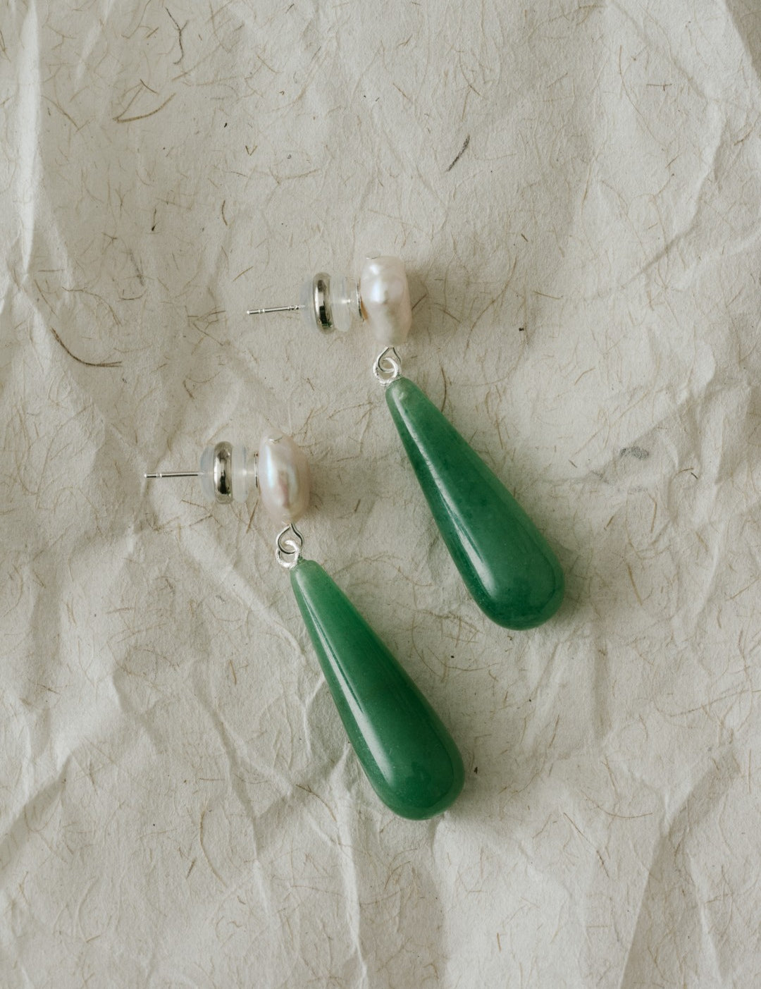 Green Aventurine Quartz Baroque Pearl Earrings GEMBEA JEWELRY