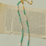 Green Agate Aquamarine Stone Beaded Necklace Gembea Jewelry