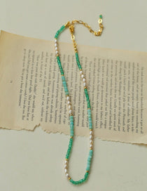 Green Agate Aquamarine Stone Beaded Necklace Gembea Jewelry