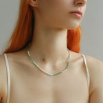 Green Agate Aquamarine Stone Beaded Necklace Gembea Jewelry