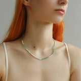 Green Agate Aquamarine Stone Beaded Necklace Gembea Jewelry