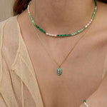 Green Agate Aquamarine Stone Beaded Necklace Gembea Jewelry