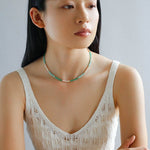 Green Agate Aquamarine Stone Beaded Necklace Gembea Jewelry