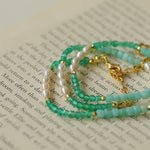 Green Agate Aquamarine Stone Beaded Necklace Gembea Jewelry