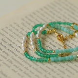 Green Agate Aquamarine Stone Beaded Necklace Gembea Jewelry