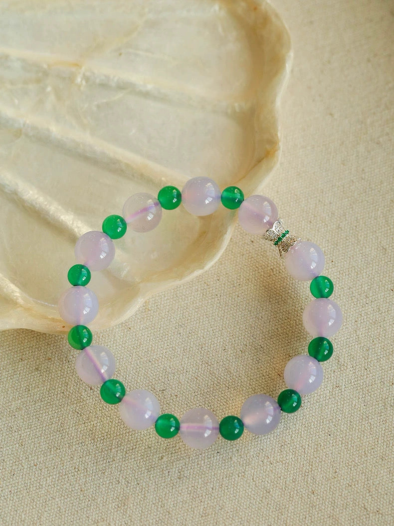 Green Agate Beaded Bracelet gembea jewelry