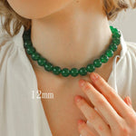 Green Agate Beaded Necklace 3mm/6mm/8mm/10mm/12mm-Gembea jewelry