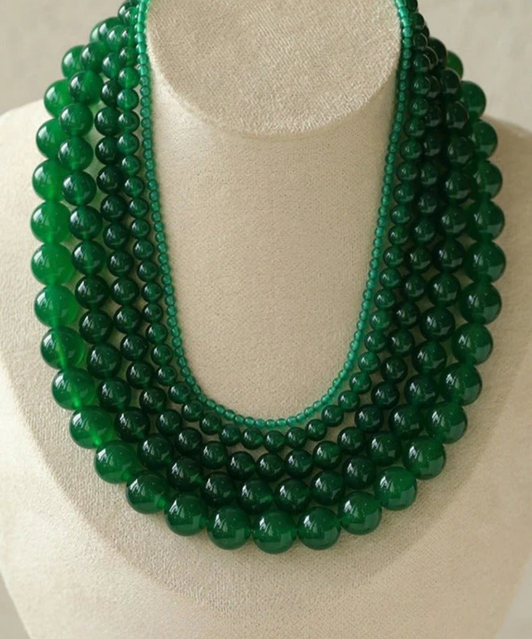 Green Agate Beaded Necklace 3mm/6mm/8mm/10mm/12mm-Gembea jewelry