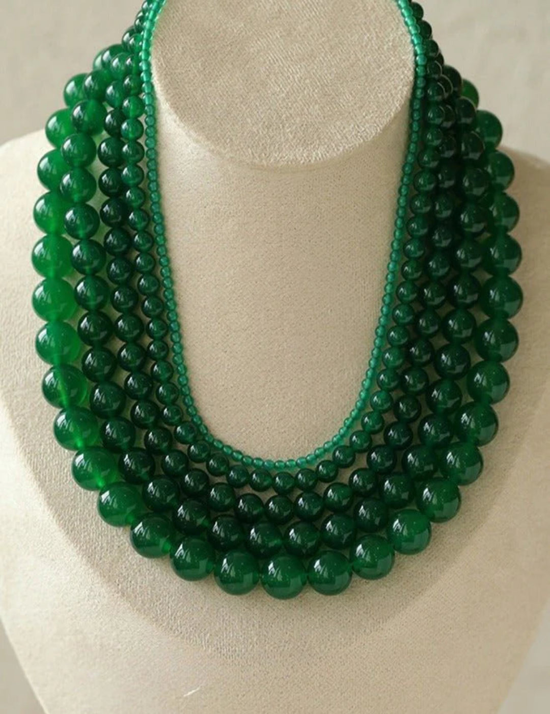 Green Agate Beaded Necklace 3mm/6mm/8mm/10mm/12mm-Gembea jewelry
