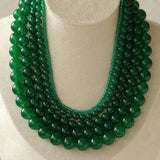 Green Agate Beaded Necklace 3mm/6mm/8mm/10mm/12mm-Gembea jewelry