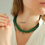 Green Agate Beaded Necklace 3mm/6mm/8mm/10mm/12mm-Gembea jewelry