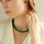 Green Agate Beaded Necklace 3mm/6mm/8mm/10mm/12mm-Gembea jewelry