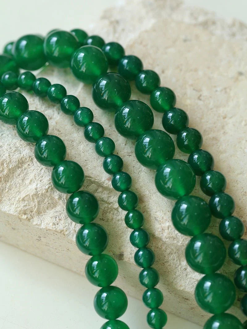 Green Agate Beaded Necklace 3mm/6mm/8mm/10mm/12mm-Gembea jewelry