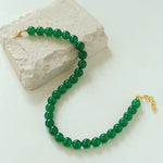 Green Agate Beaded Necklace 3mm/6mm/8mm/10mm/12mm-Gembea jewelry