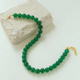 Green Agate Beaded Necklace 3mm/6mm/8mm/10mm/12mm-Gembea jewelry