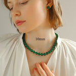 Green Agate Beaded Necklace 3mm/6mm/8mm/10mm/12mm-Gembea jewelry