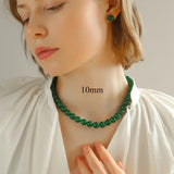 Green Agate Beaded Necklace 3mm/6mm/8mm/10mm/12mm-Gembea jewelry