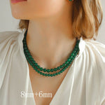 Green Agate Beaded Necklace 3mm/6mm/8mm/10mm/12mm-Gembea jewelry