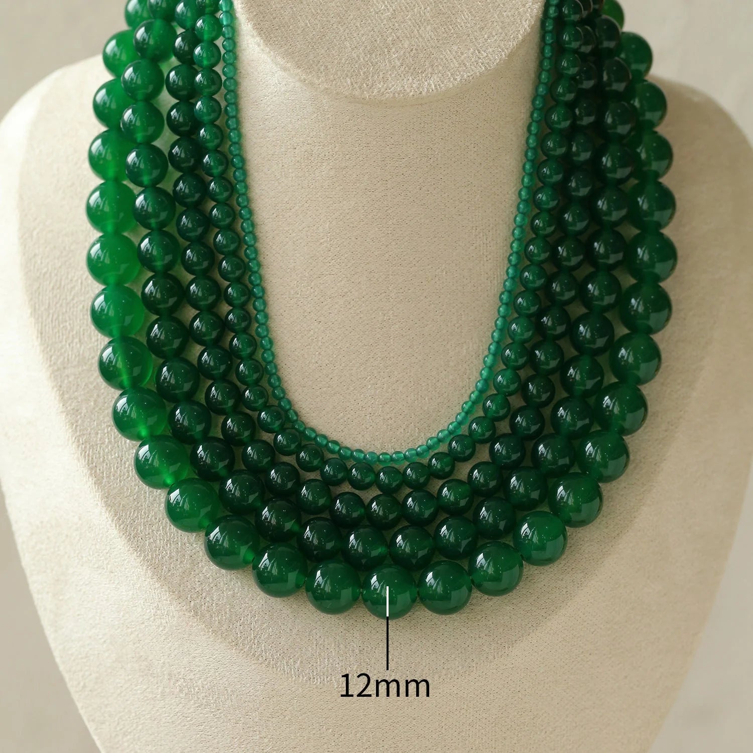 Green Agate Beaded Necklace 3mm/6mm/8mm/10mm/12mm-Gembea jewelry