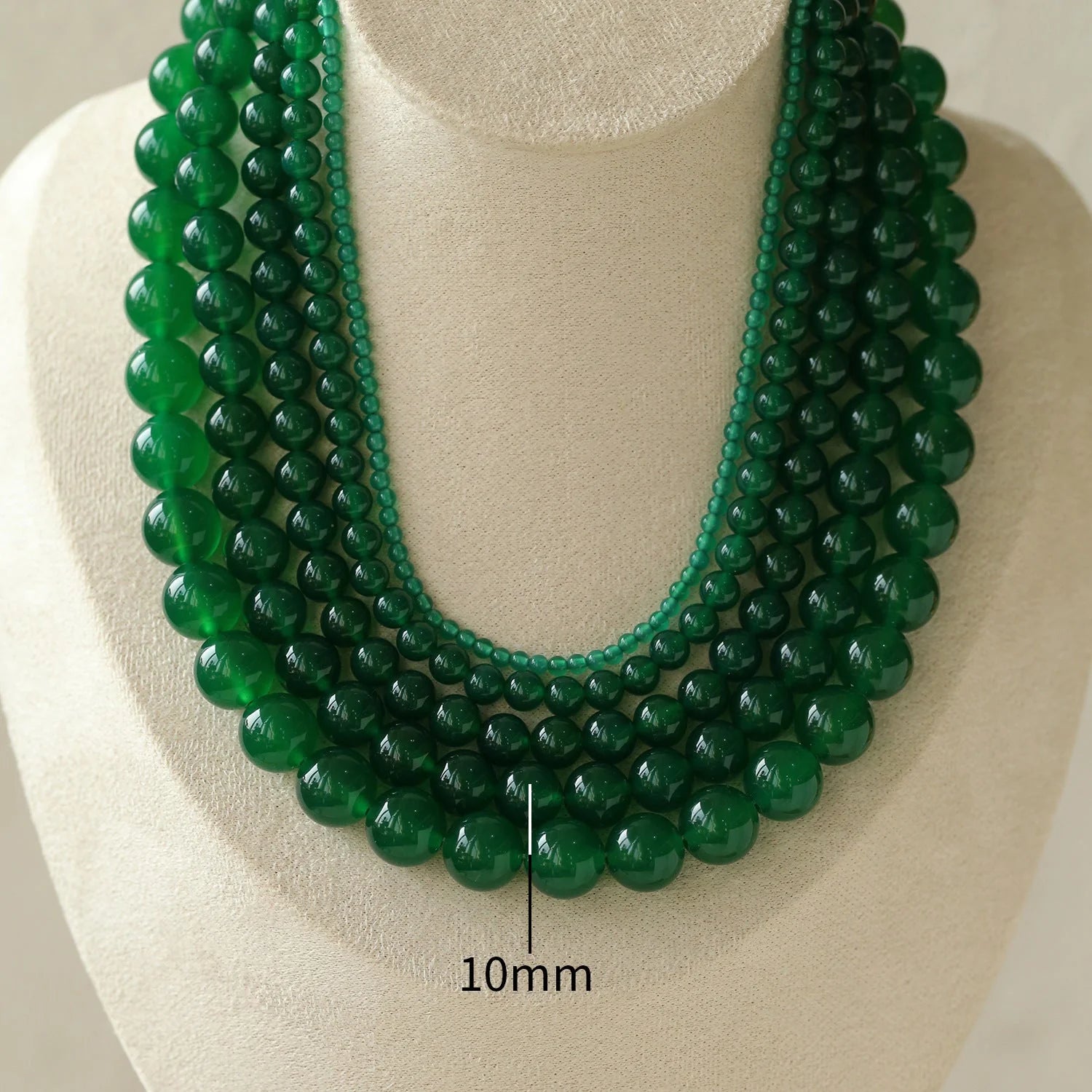 Green Agate Beaded Necklace 3mm/6mm/8mm/10mm/12mm-Gembea jewelry