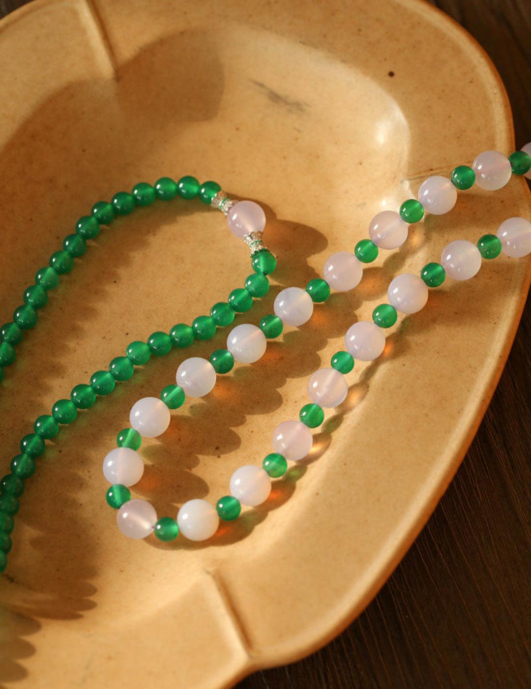 Spring Heartbeat Green Agate Necklace - Gembea Jewelry