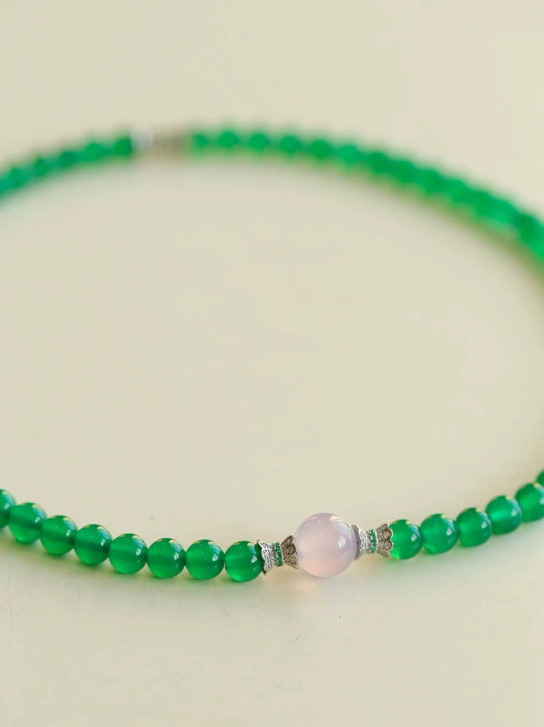 Green Agate Beaded Necklace gembea jewelry
