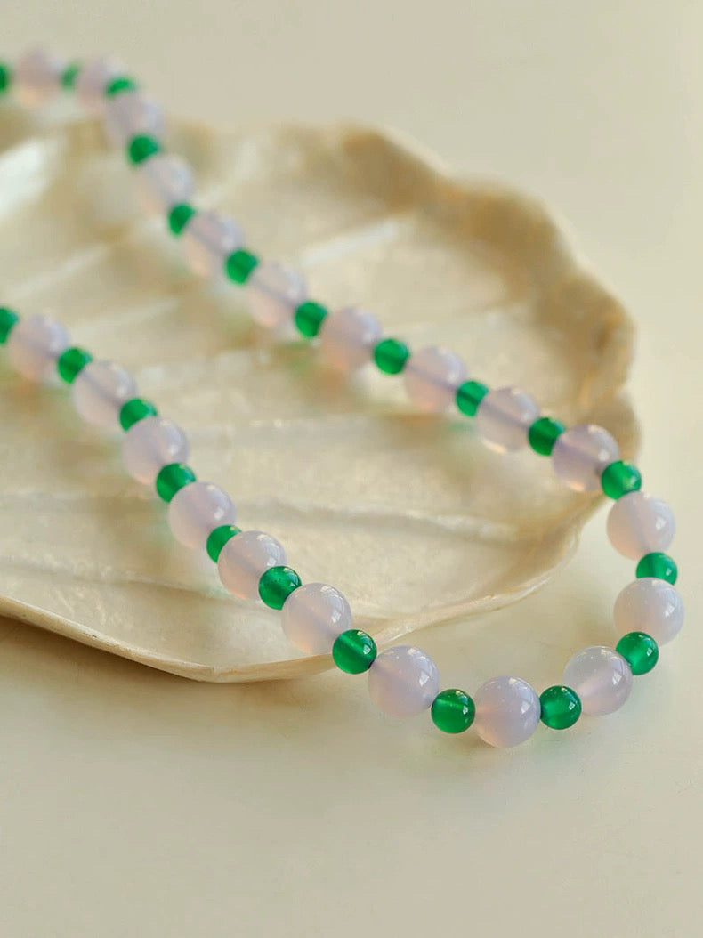 Green Agate Beaded Necklace gembea jewelry