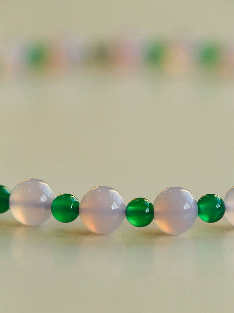 Green Agate Beaded Necklace gembea jewelry