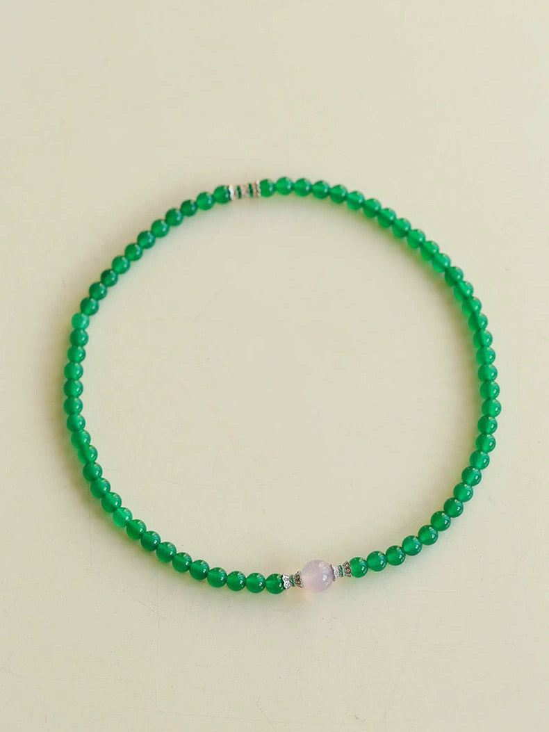 Green Agate Beaded Necklace gembea jewelry