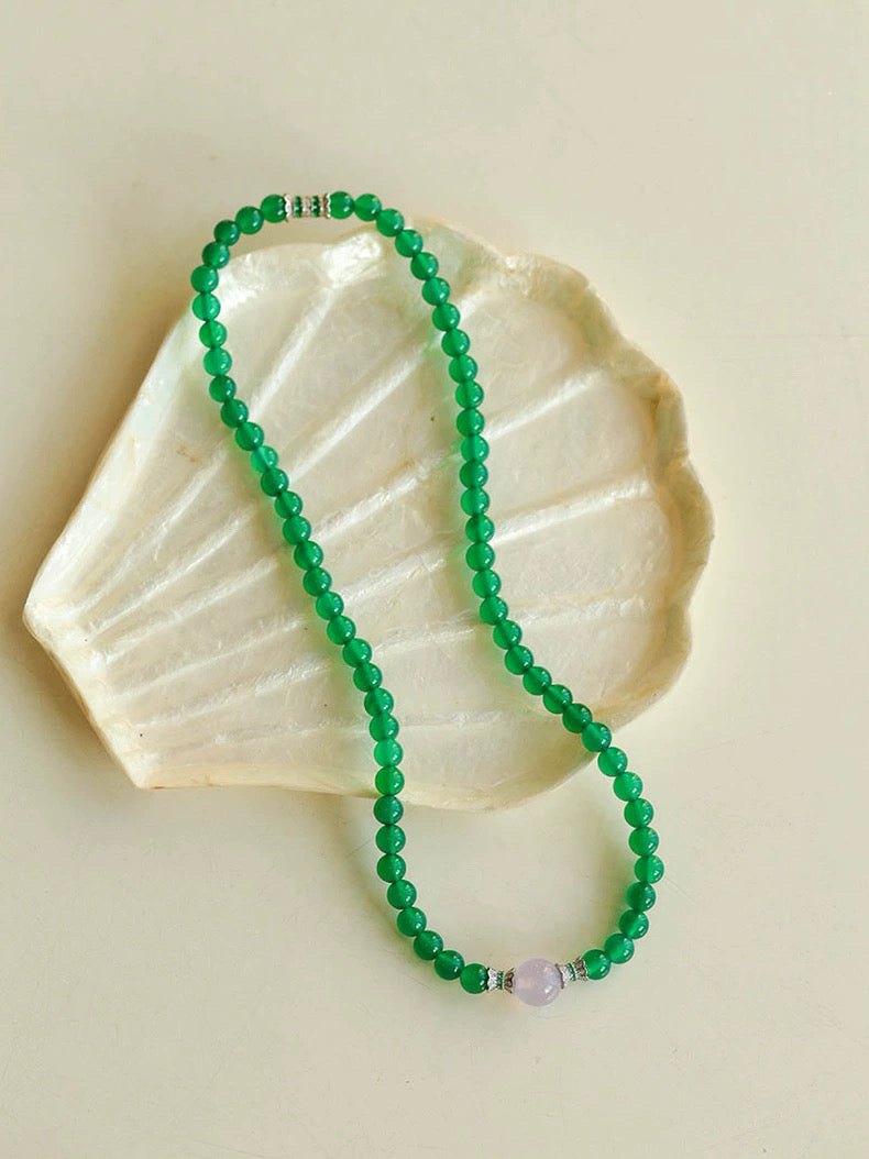 Green Agate Beaded Necklace gembea jewelry
