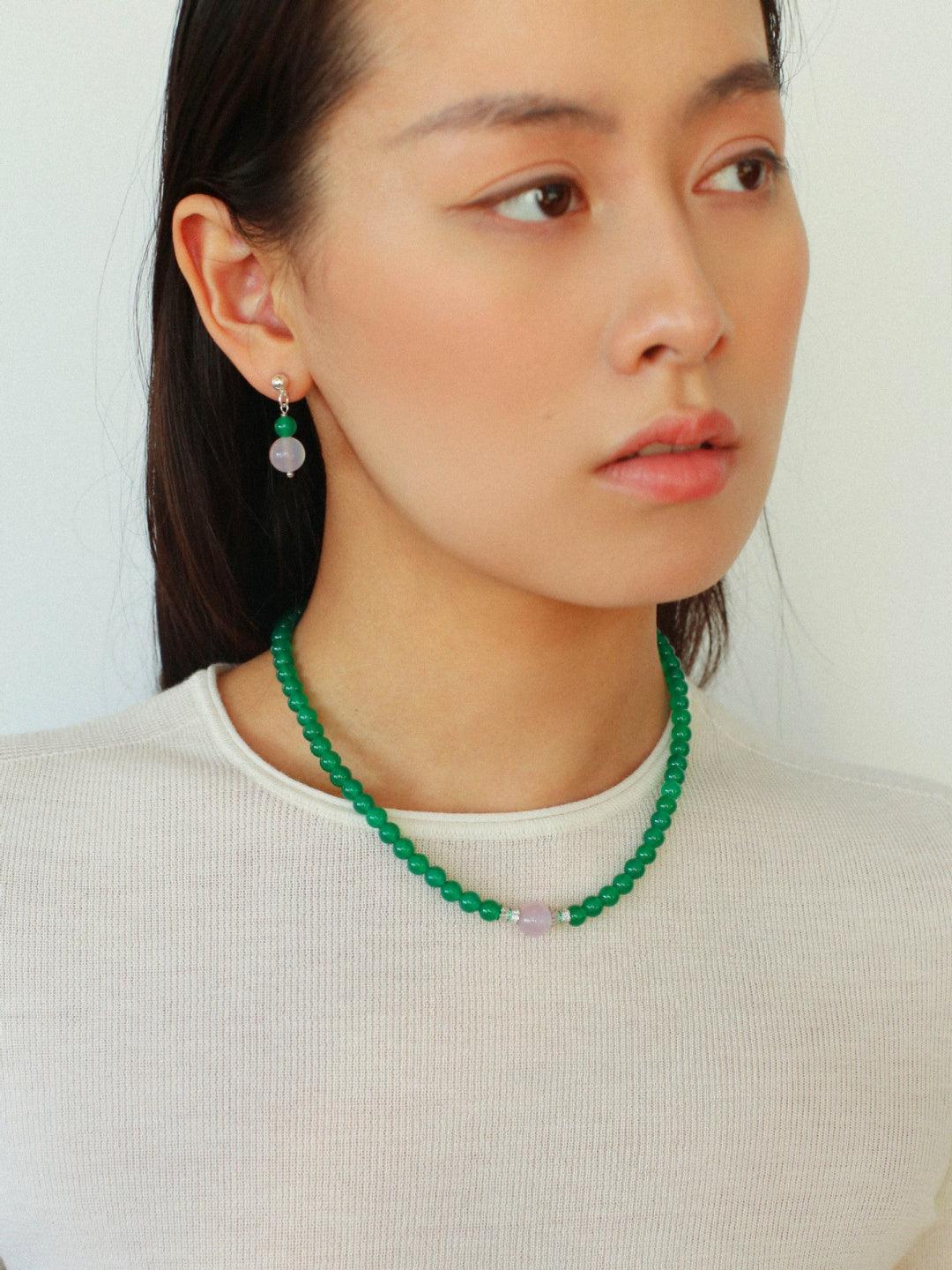 Spring Heartbeat Green Agate Necklace - Gembea Jewelry
