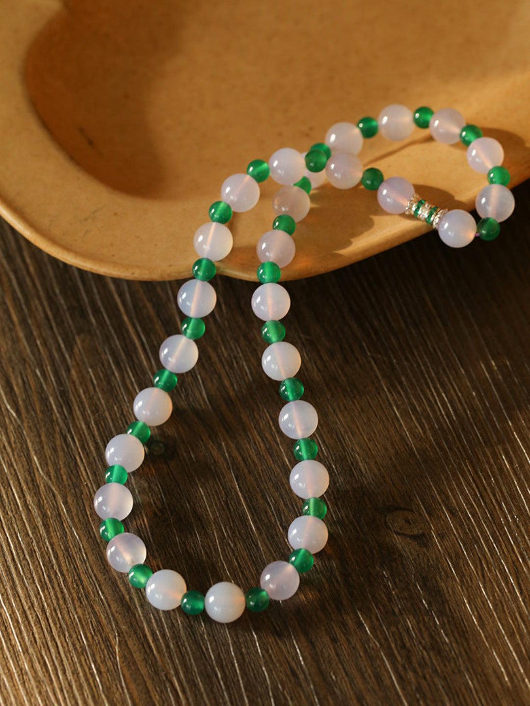 Spring Heartbeat Green Agate Necklace - Gembea Jewelry