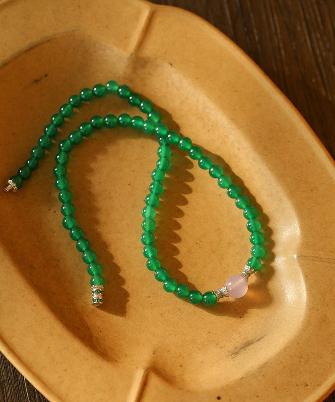 Spring Heartbeat Green Agate Necklace - Gembea Jewelry
