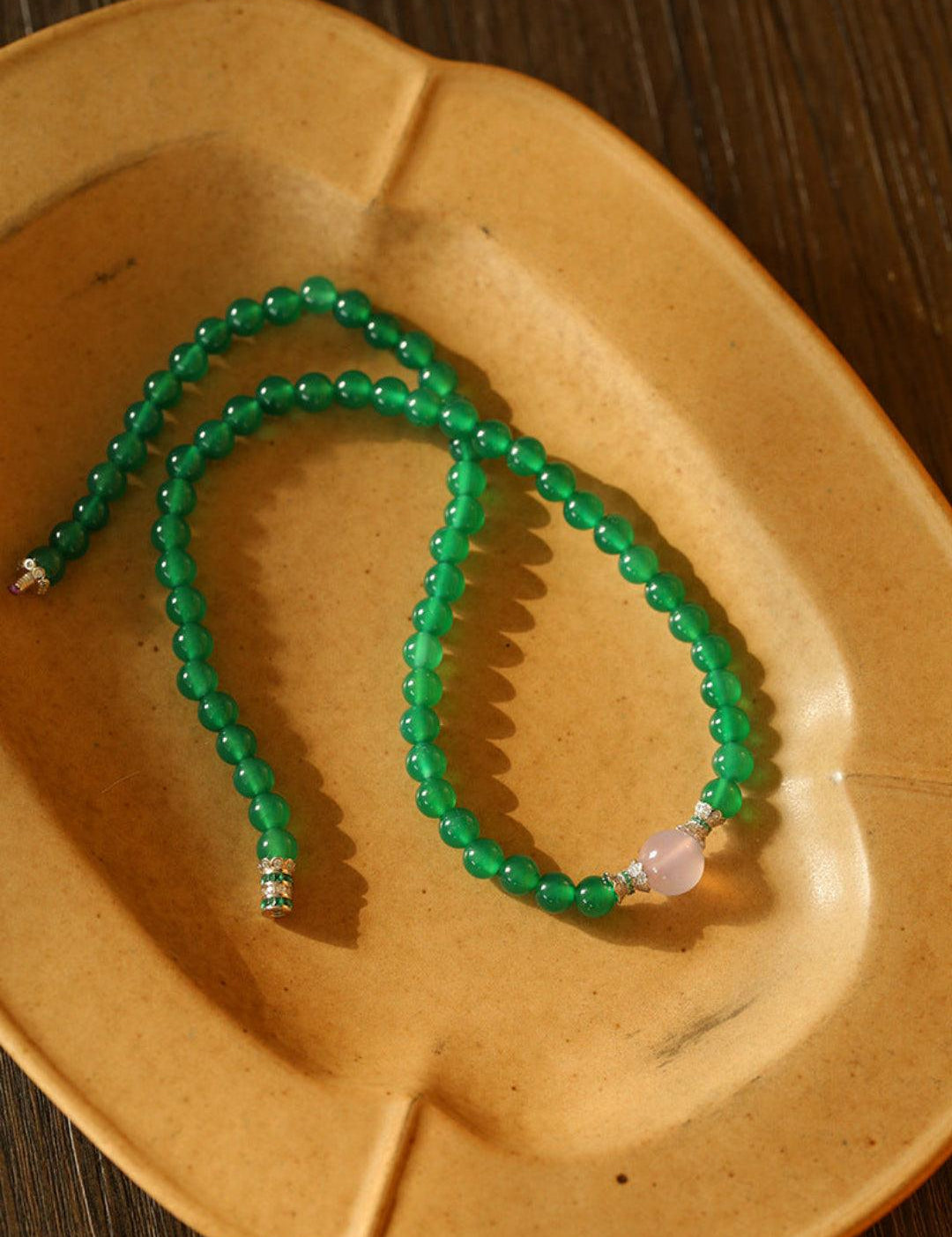 Spring Heartbeat Green Agate Necklace - Gembea Jewelry