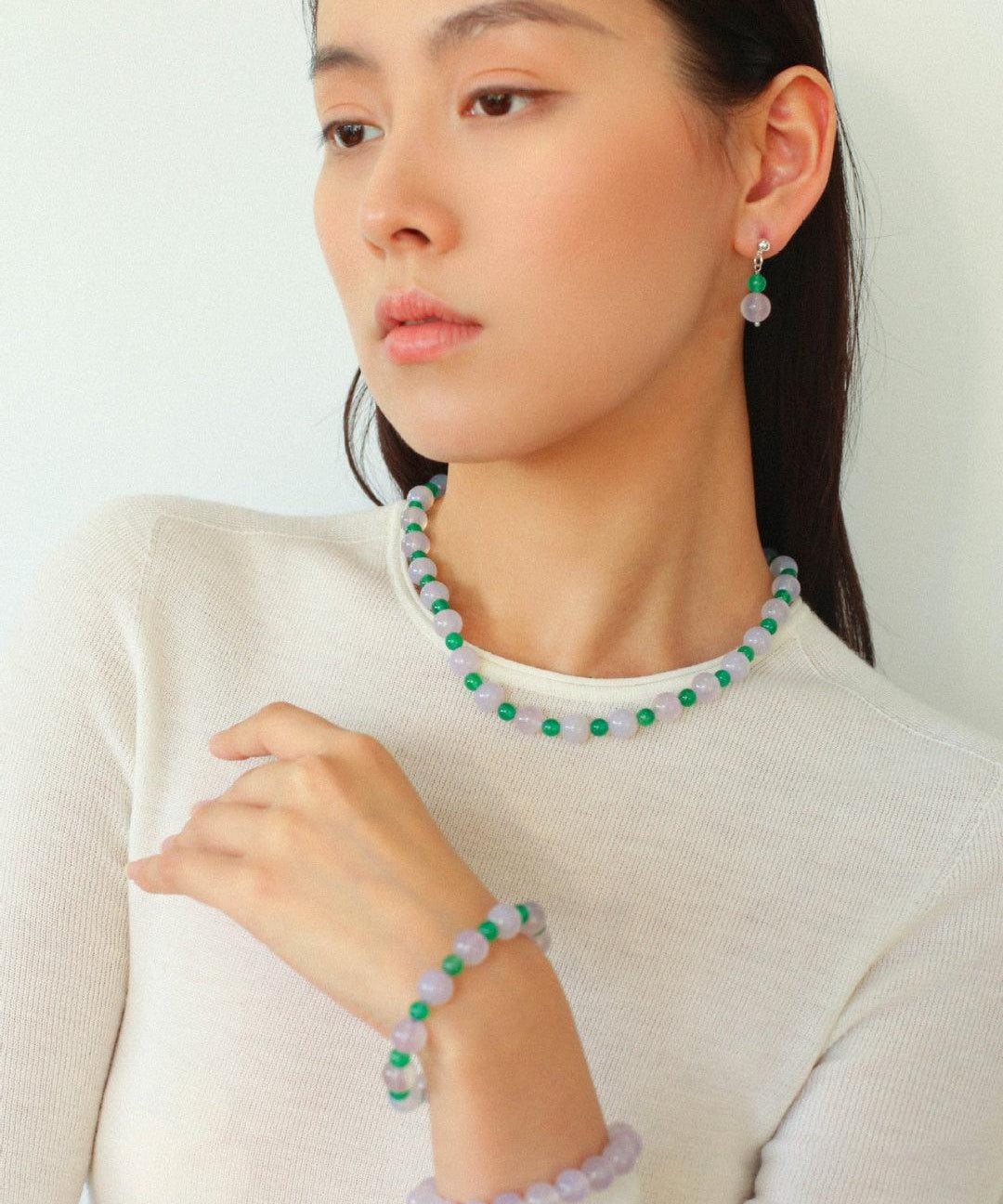 Spring Heartbeat Green Agate Necklace - Gembea Jewelry