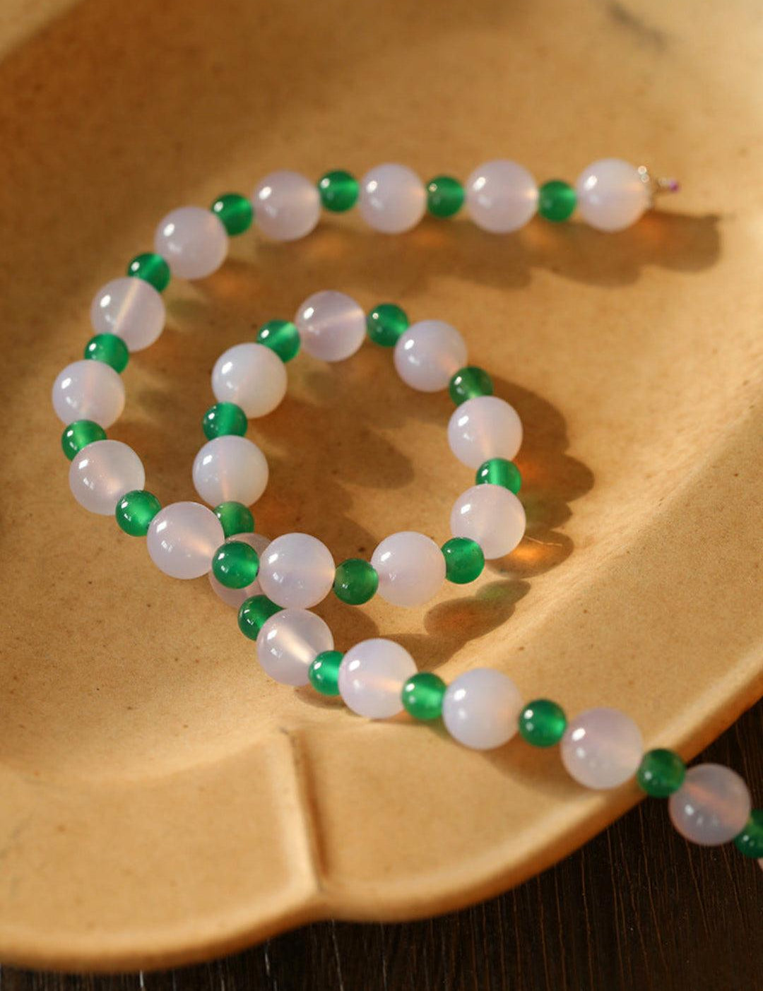 Spring Heartbeat Green Agate Necklace - Gembea Jewelry